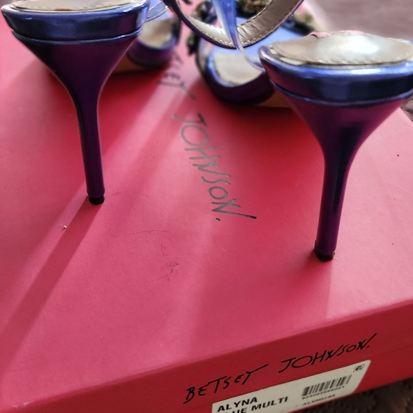 Betsey Johnson Blue Sequin Floral Heels - Picture 3 of 4